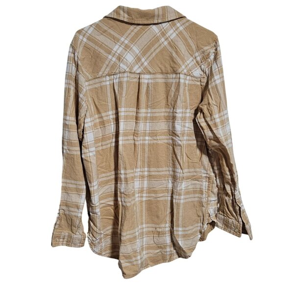 Gap Plaid Button Up Shirt Mens Size XL Beige Long Sleeve Casual Soft Cotton - Picture 2 of 6